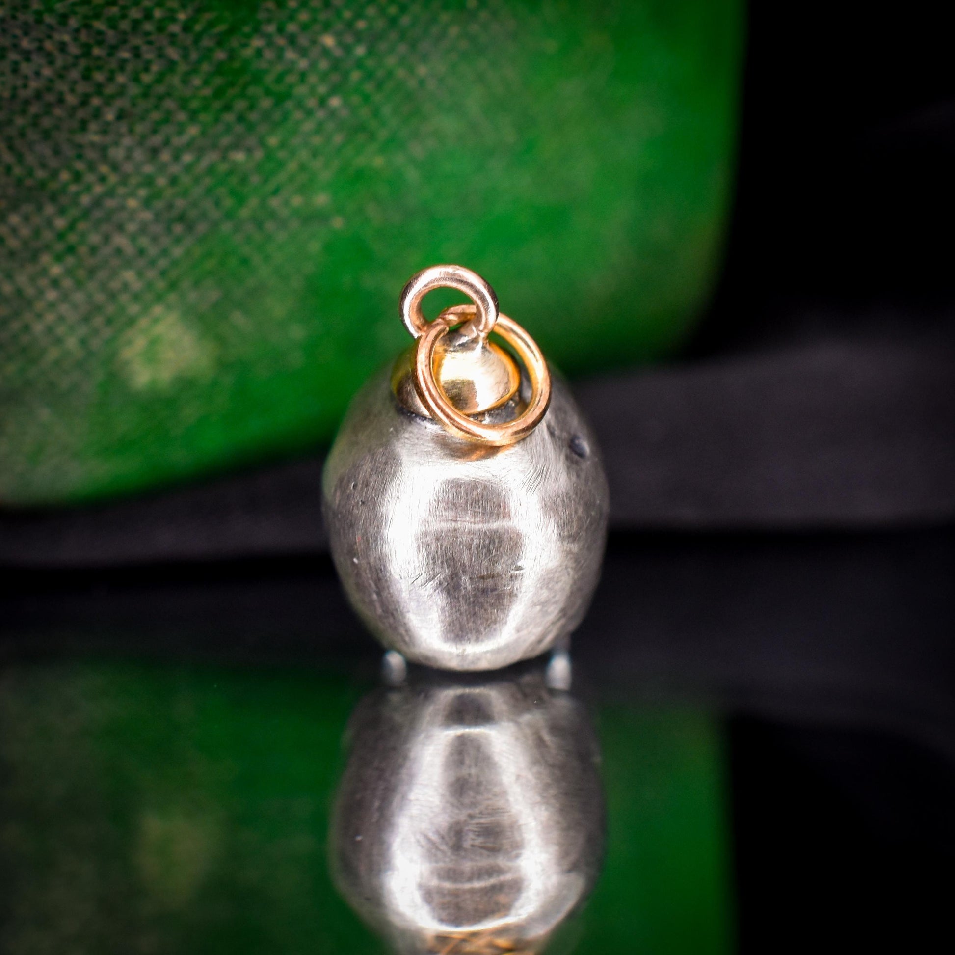 Diamond Eyes Gold and Silver Skull Charm Pendant