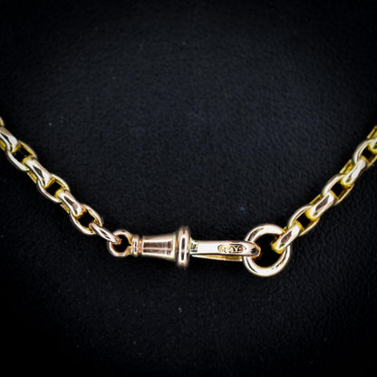 Antique Victorian 9ct Gold Faceted Link Chain Necklace with Dog Clip | 19.5"
