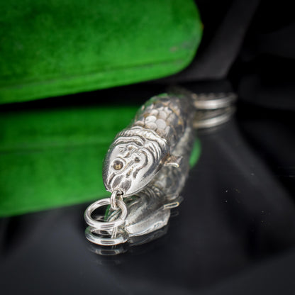 Vintage Silver Plate Articulated Fish Charm Pendant