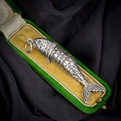 Vintage Silver Plate Articulated Fish Charm Pendant
