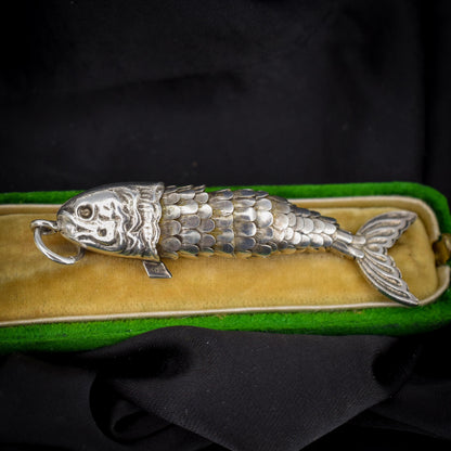 Vintage Silver Plate Articulated Fish Charm Pendant