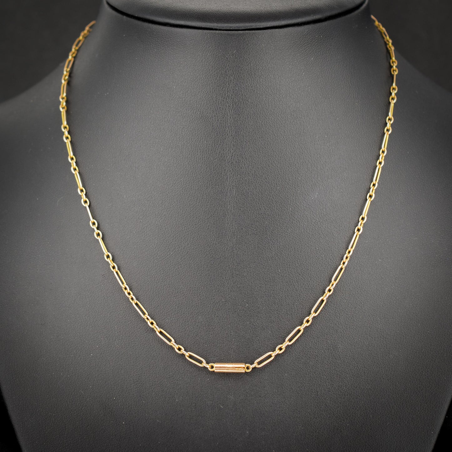 Antique 15ct Gold Paperlink Chain with Barrel Clasp | 16.5" Length