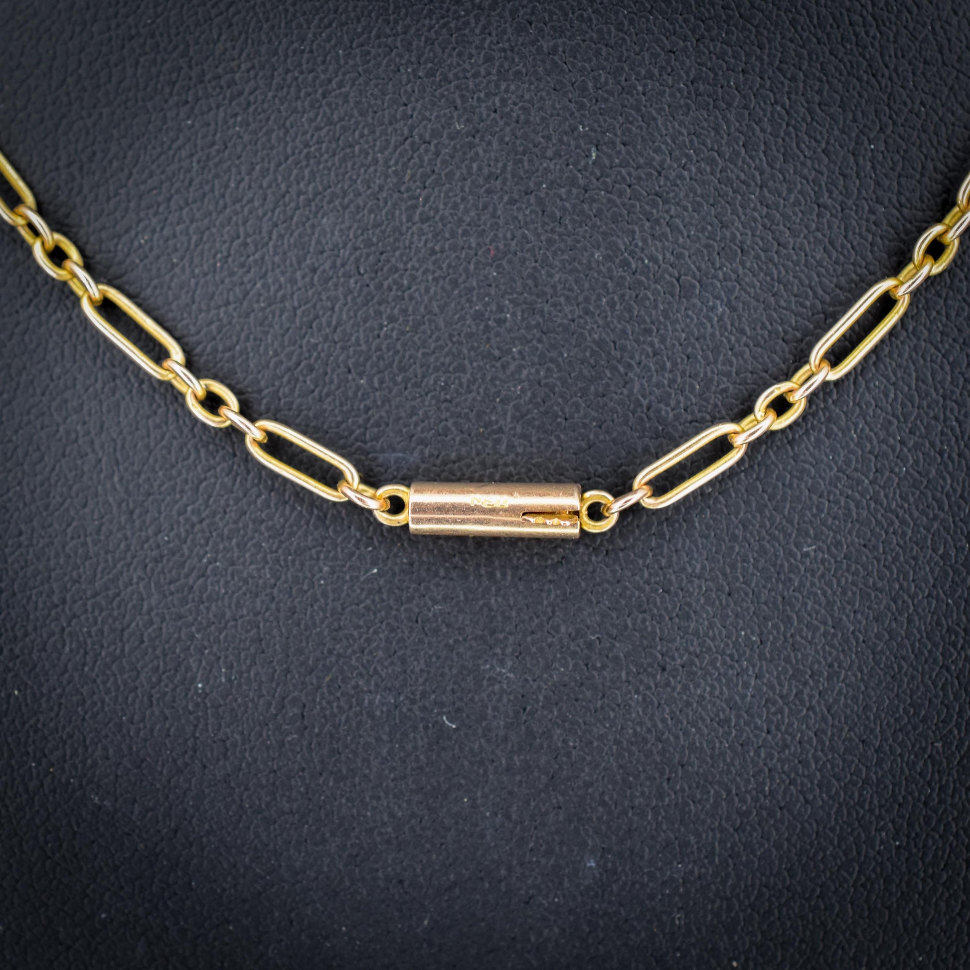Antique 15ct Gold Paperlink Chain with Barrel Clasp | 16.5" Length