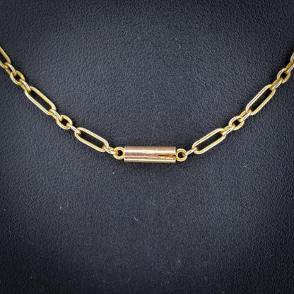 Antique 15ct Gold Paperlink Chain with Barrel Clasp | 16.5" Length