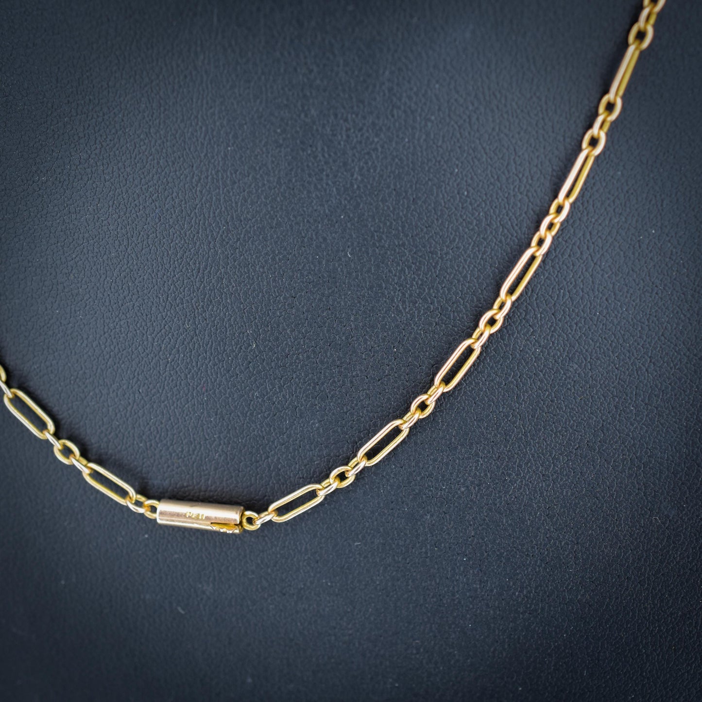 Antique 15ct Gold Paperlink Chain with Barrel Clasp | 16.5" Length