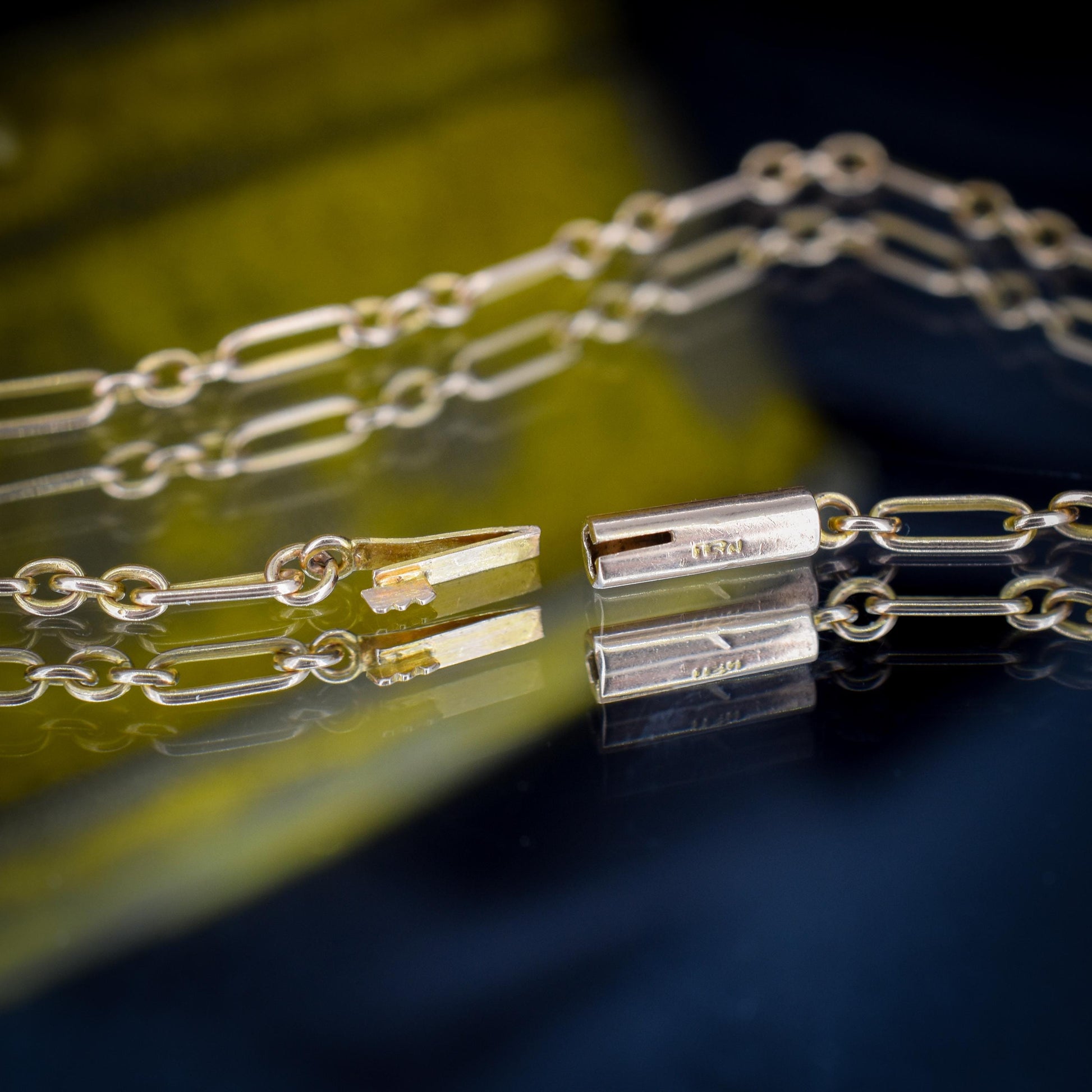 Antique 15ct Gold Paperlink Chain with Barrel Clasp | 16.5" Length