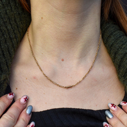 Antique 15ct Gold Paperlink Chain with Barrel Clasp | 16.5" Length