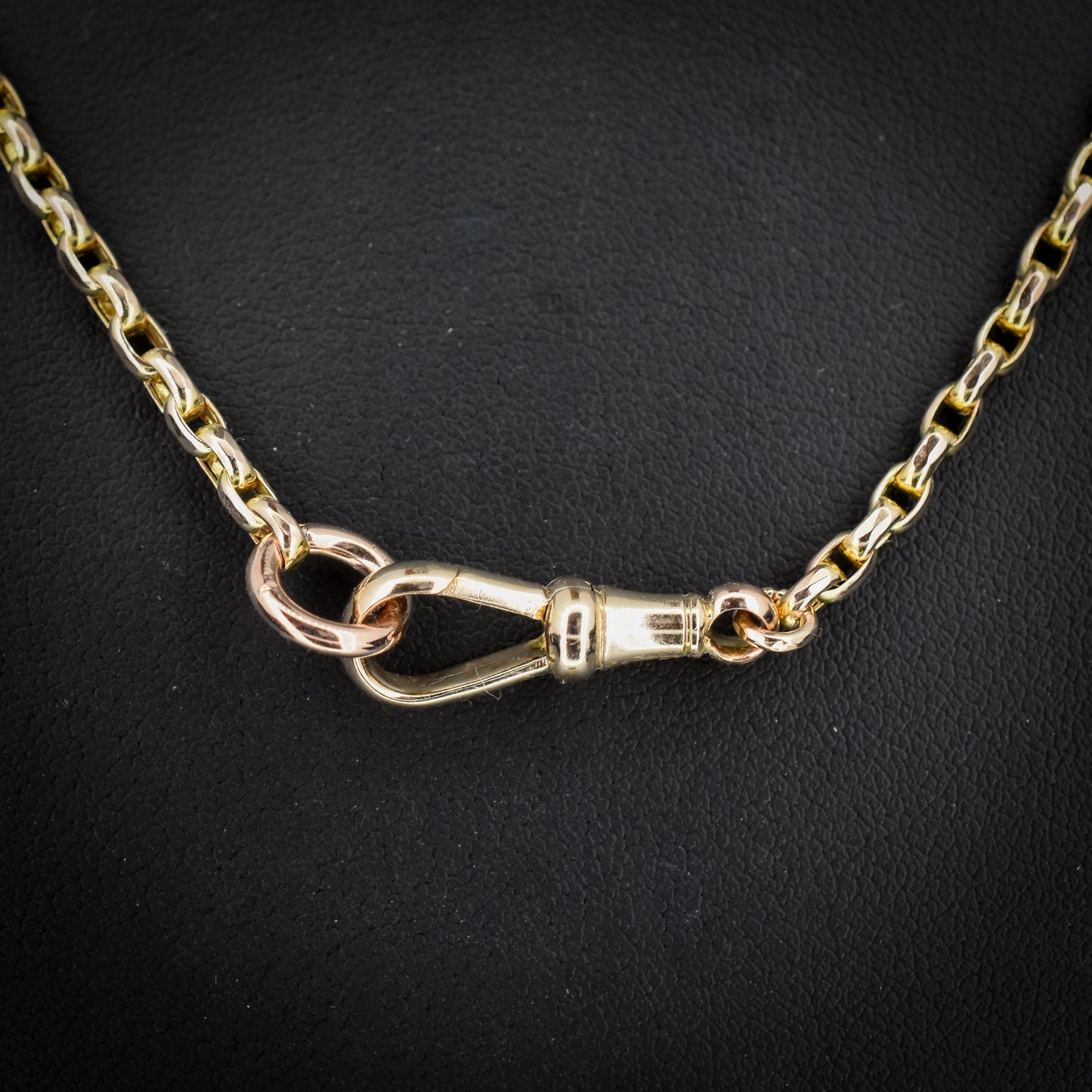 Antique Victorian 9ct Gold Faceted Link Chain Necklace with Dog Clip | 20"
