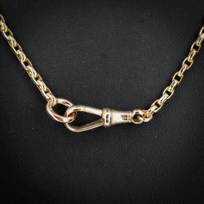 Antique Victorian 9ct Gold Faceted Link Chain Necklace with Dog Clip | 20"