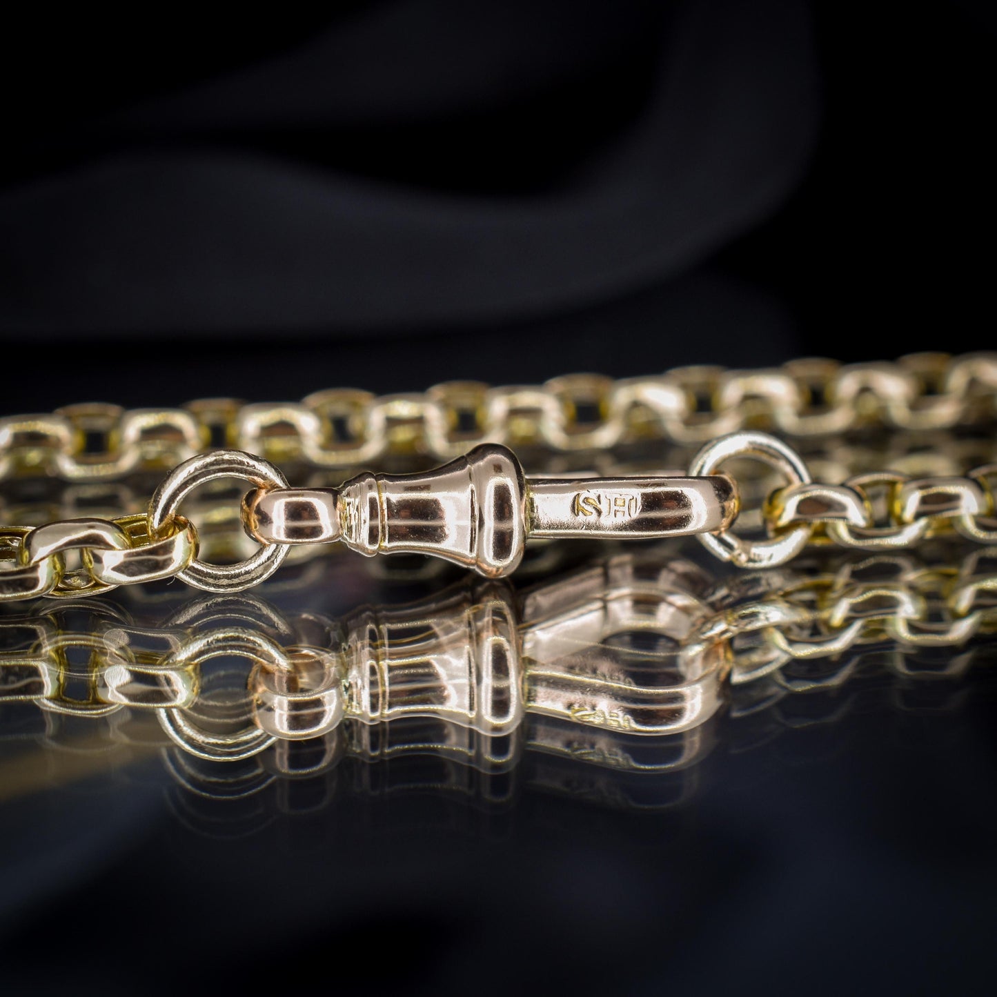 Antique Victorian 9ct Gold Faceted Link Chain Necklace with Dog Clip | 21"