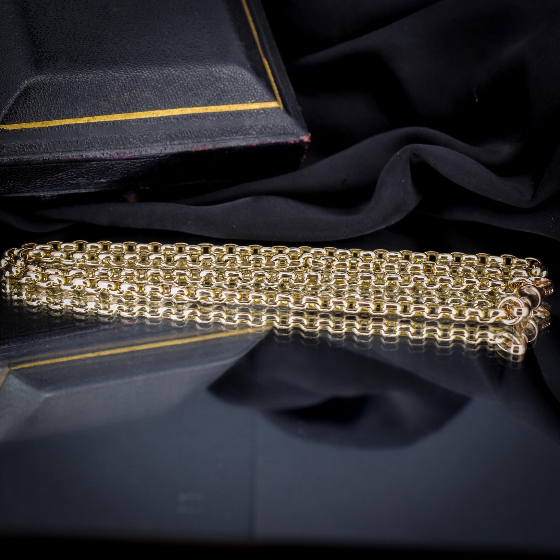 Antique Victorian 9ct Gold Faceted Link Chain Necklace with Dog Clip | 21"