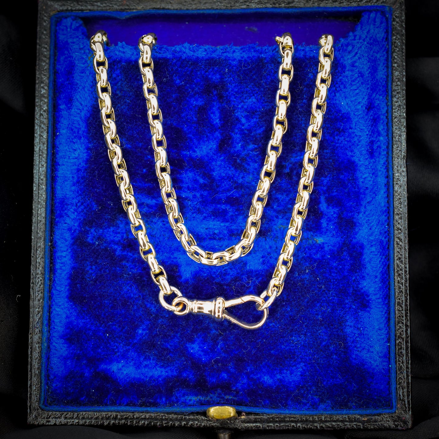 Antique Victorian 9ct Gold Faceted Link Chain Necklace with Dog Clip | 21"