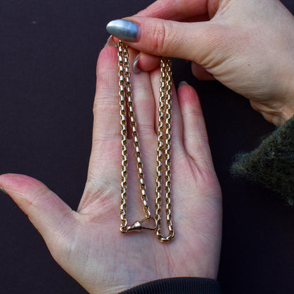 Antique Victorian 9ct Gold Faceted Link Chain Necklace with Dog Clip | 21"