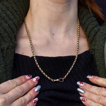 Antique Victorian 9ct Gold Faceted Link Chain Necklace with Dog Clip | 21"