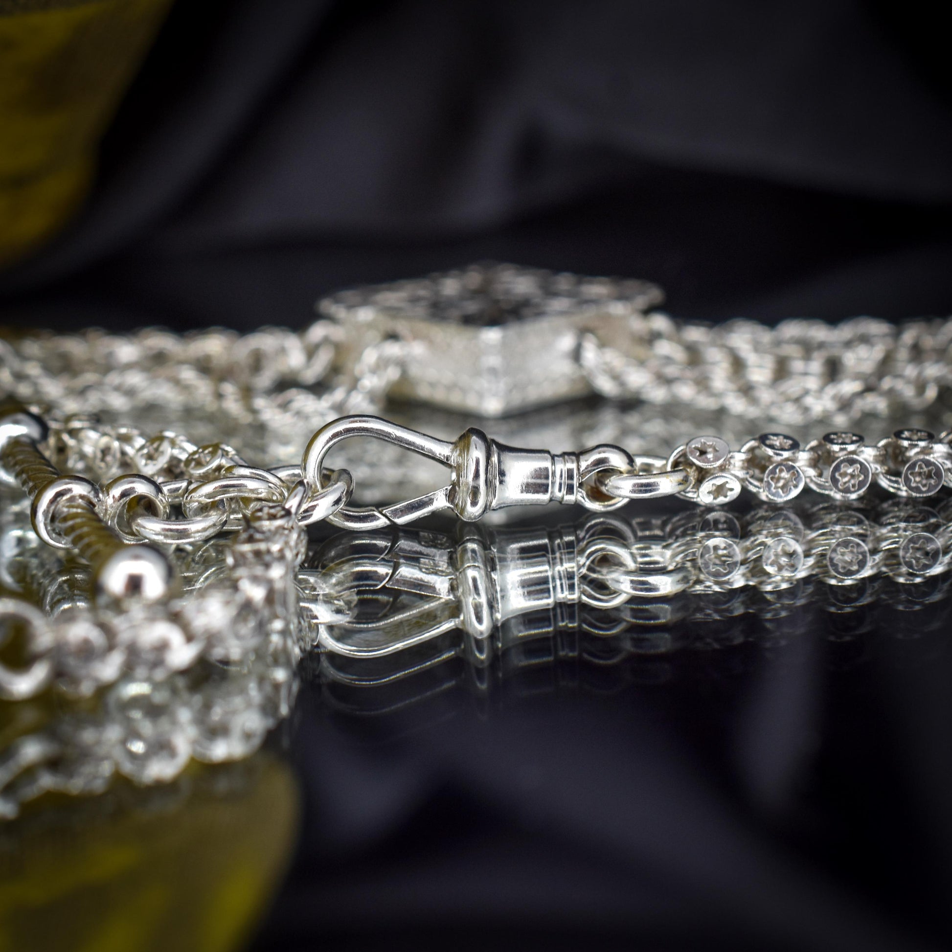 Antique Silver Multi-Strand Albertina Albert Chain Bracelet with Heart