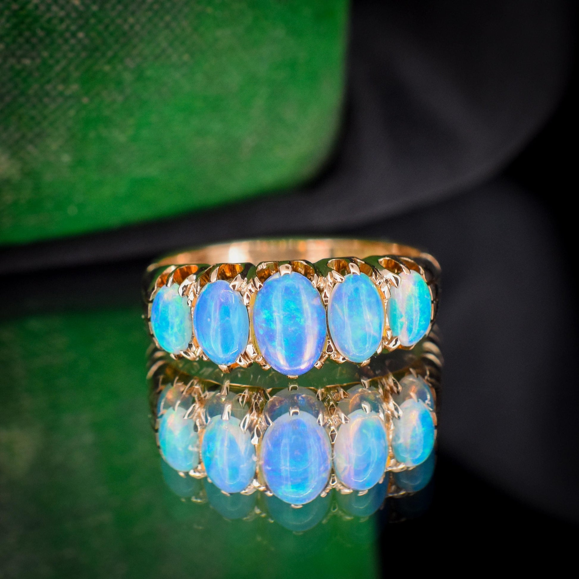 Antique Edwardian Natural Opal Five Stone 18ct Gold Ring