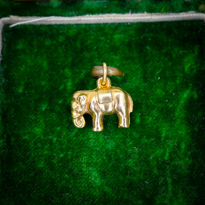 Vintage 9ct Yellow Gold Elephant Animal Charm Pendant | Dated 1967