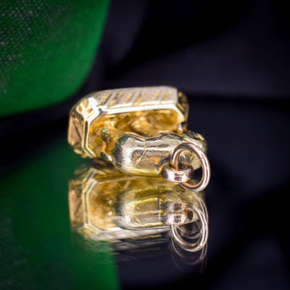 Antique Chalcedony Elephant Gold Cased Ornate Fob Seal Pendant