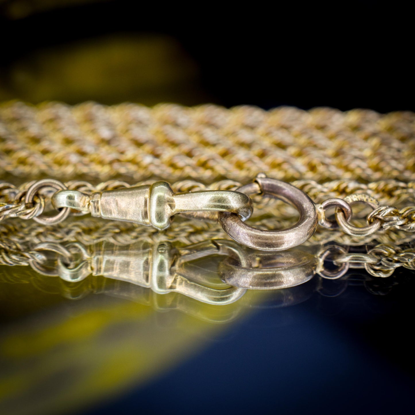 Antique Rope Twist Chain Guard Muff Necklace 51" with Dog Clip and Bolt Ring