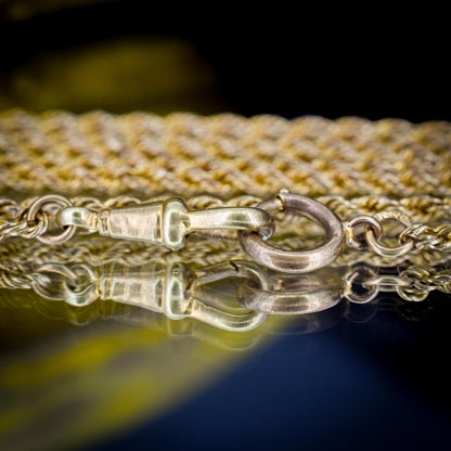 Antique Rope Twist Chain Guard Muff Necklace 51" with Dog Clip and Bolt Ring