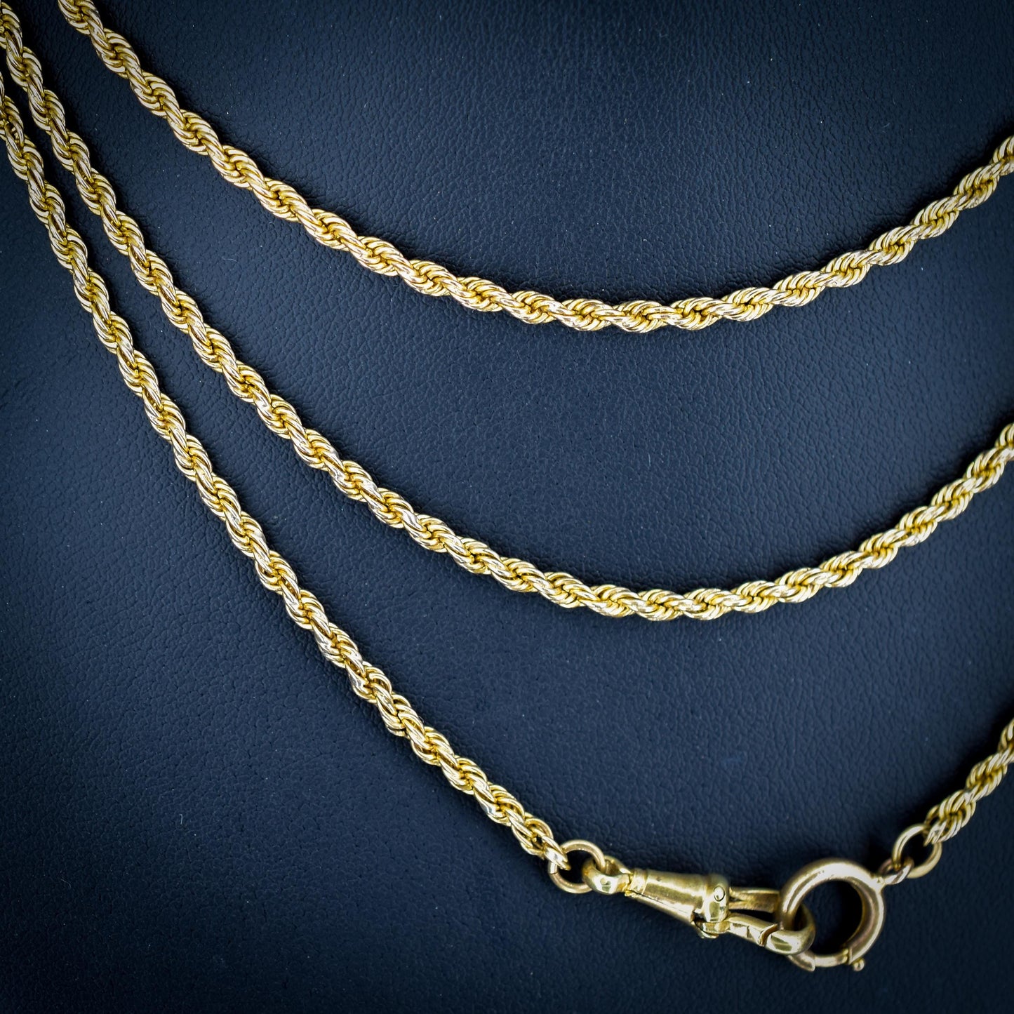 Antique Rope Twist Chain Guard Muff Necklace 51" with Dog Clip and Bolt Ring