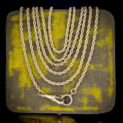 Antique Rope Twist Chain Guard Muff Necklace 51" with Dog Clip and Bolt Ring