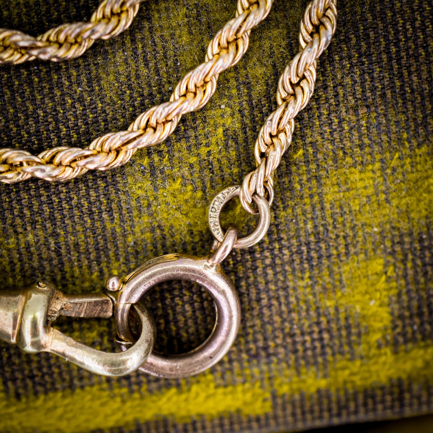 Antique Rope Twist Chain Guard Muff Necklace 51" with Dog Clip and Bolt Ring