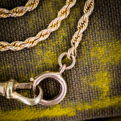 Antique Rope Twist Chain Guard Muff Necklace 51" with Dog Clip and Bolt Ring