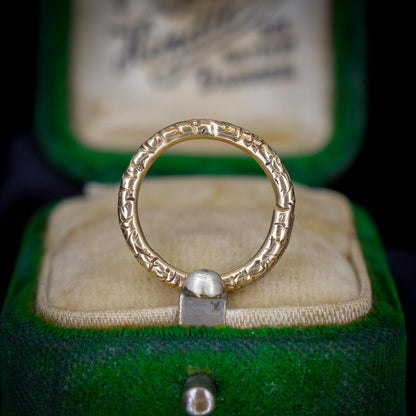 Antique Georgian 12ct Gold Engraved Split Ring, 15mm