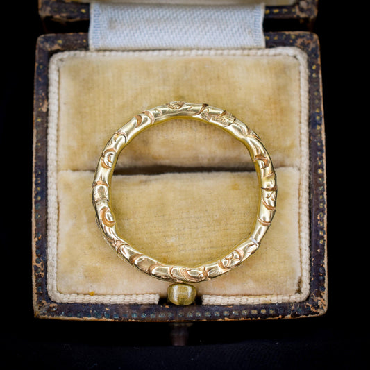 Antique Large Georgian 12ct Gold Engraved Split Ring, 24mm