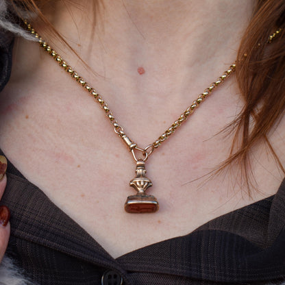 Antique Carnelian Greek Figure Intaglio Gold Fob Pendant
