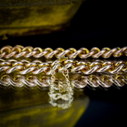 Antique 9ct Gold Concealed Clasp Curb Bracelet | 7"