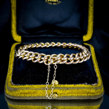Antique 9ct Gold Concealed Clasp Curb Bracelet | 7"