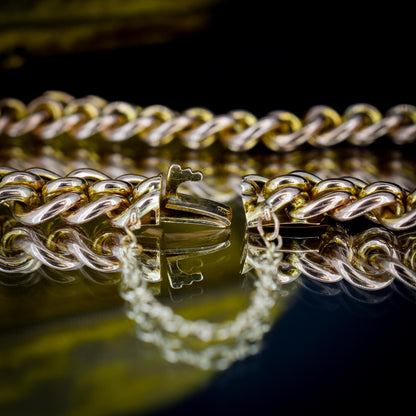 Antique 9ct Gold Concealed Clasp Curb Bracelet | 7"