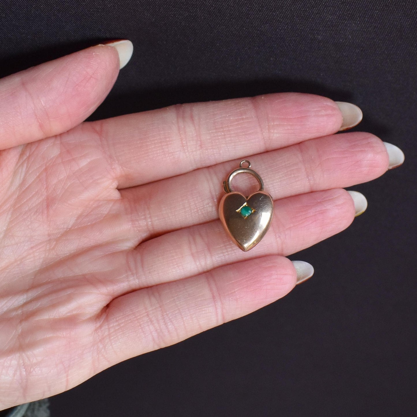 Antique 15ct Rose Gold Puffy Turquoise Heart Padlock Charm