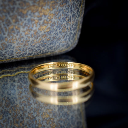Vintage '1936' 22ct Yellow Gold Plain Stacking Wedding Band Ring