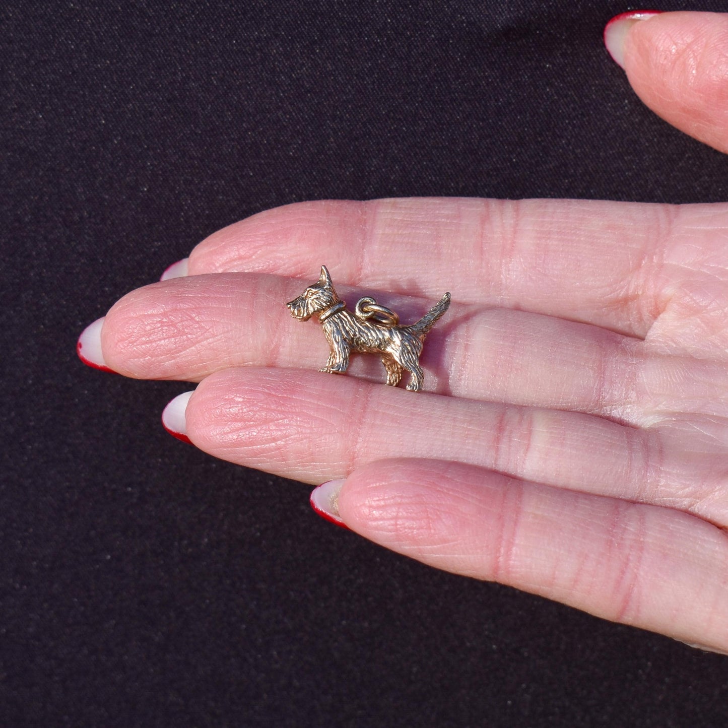 Vintage 9ct Gold Solid Scottie Westie Terrier Dog Charm