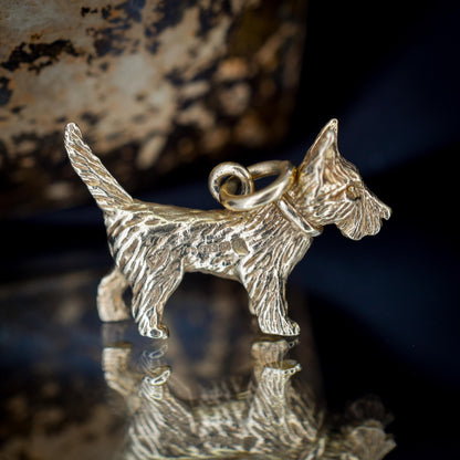 Vintage 9ct Gold Solid Scottie Westie Terrier Dog Charm