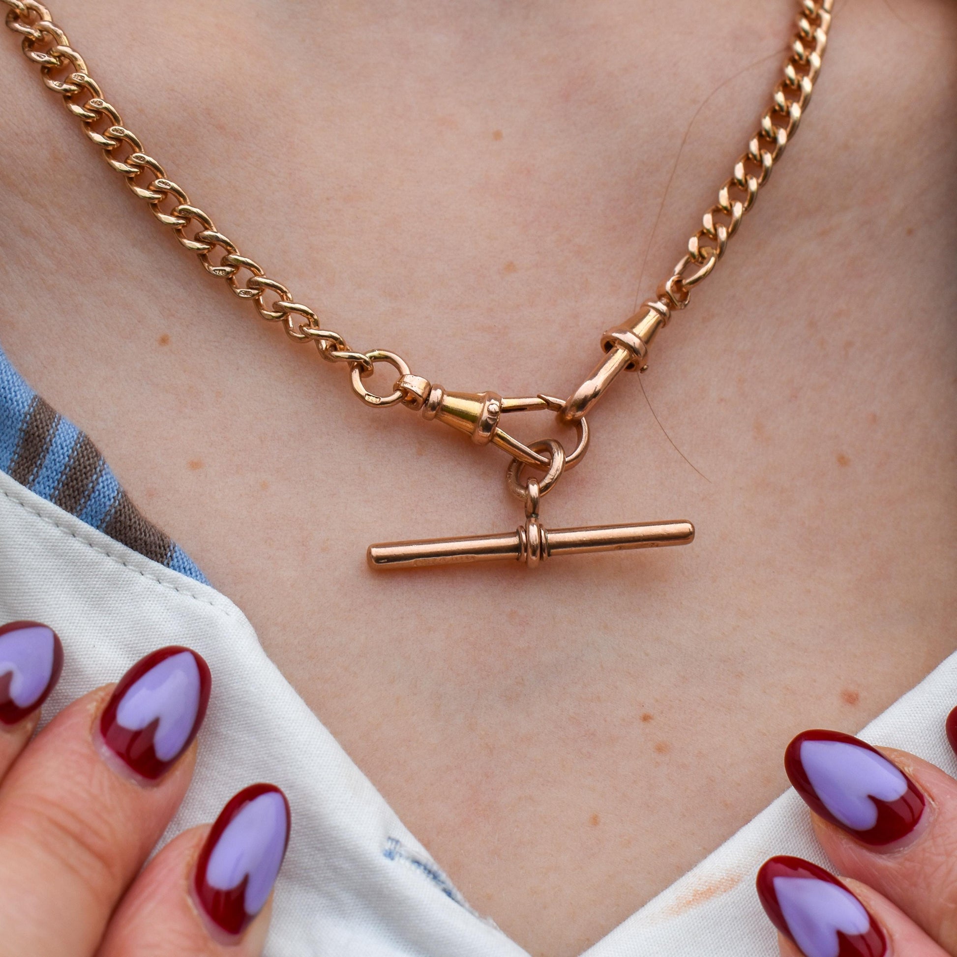 Antique 9ct Gold T-Bar Pendant Charm