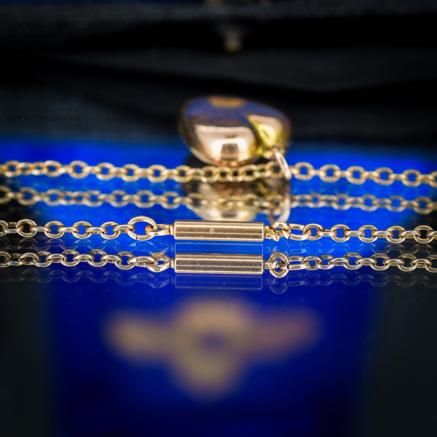 Antique 9ct Gold Heart Pendant Chain Necklace | 16"