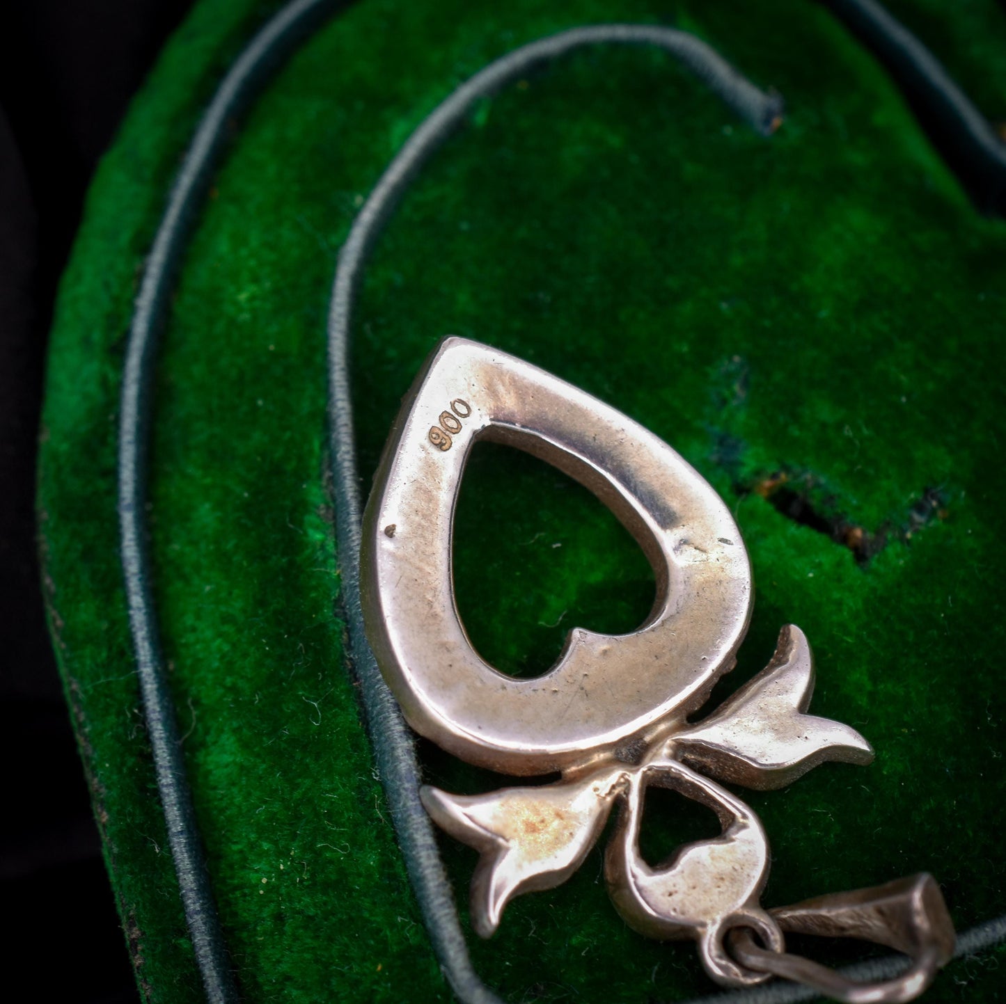 Antique Edwardian Old Cut Paste Silver Heart Pendant