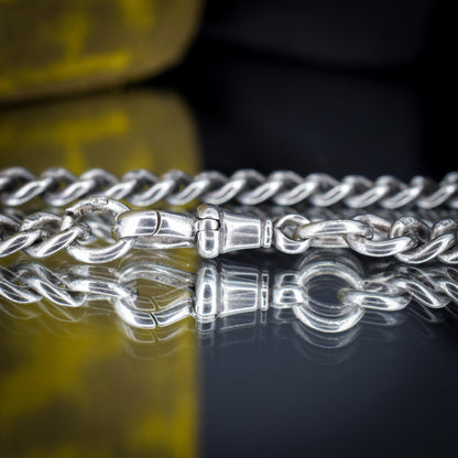 Antique Sterling Silver Curb Link Chain Necklace with Dog Clip – 32.5"