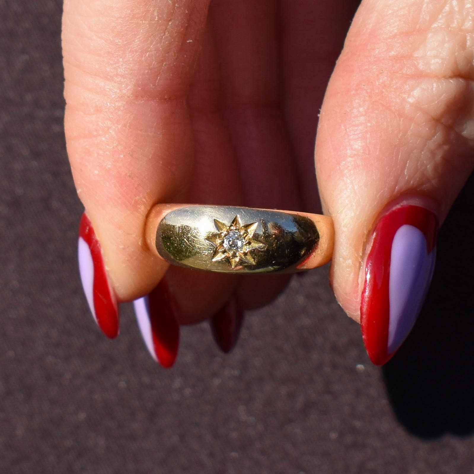 Antique 18ct Gold Diamond Starburst Gypsy Ring | Dated 1918