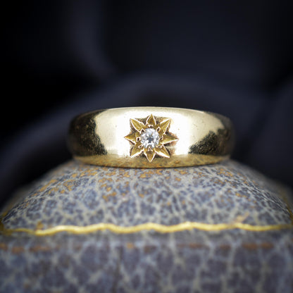 Antique 18ct Gold Diamond Starburst Gypsy Ring | Dated 1918