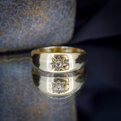 Antique 18ct Gold Diamond Starburst Gypsy Ring | Dated 1918