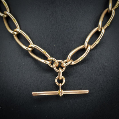 Antique 67.4g 9ct Gold Double Dog Clip Albert Watch Chain Necklace | 16"