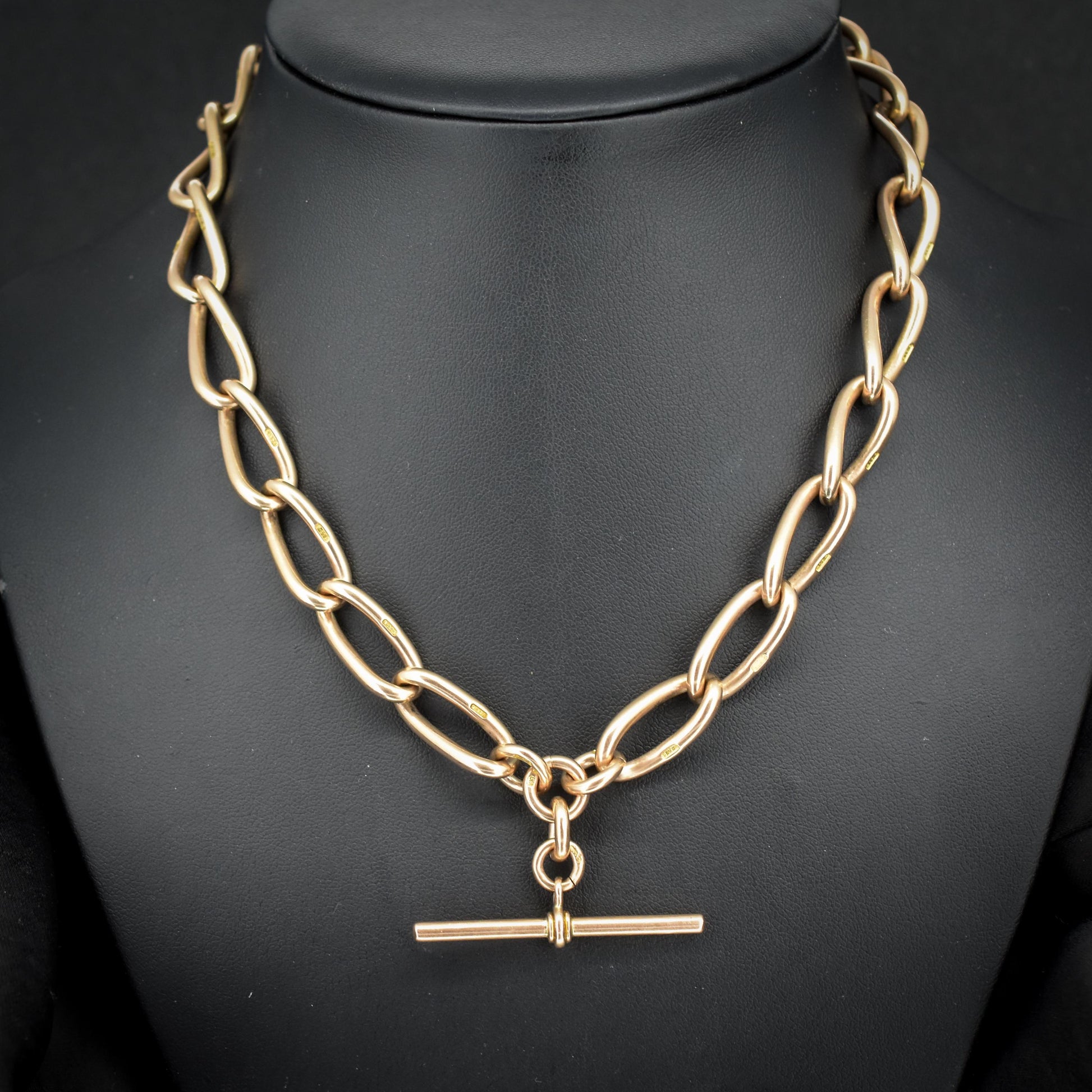 Antique 67.4g 9ct Gold Double Dog Clip Albert Watch Chain Necklace | 16"