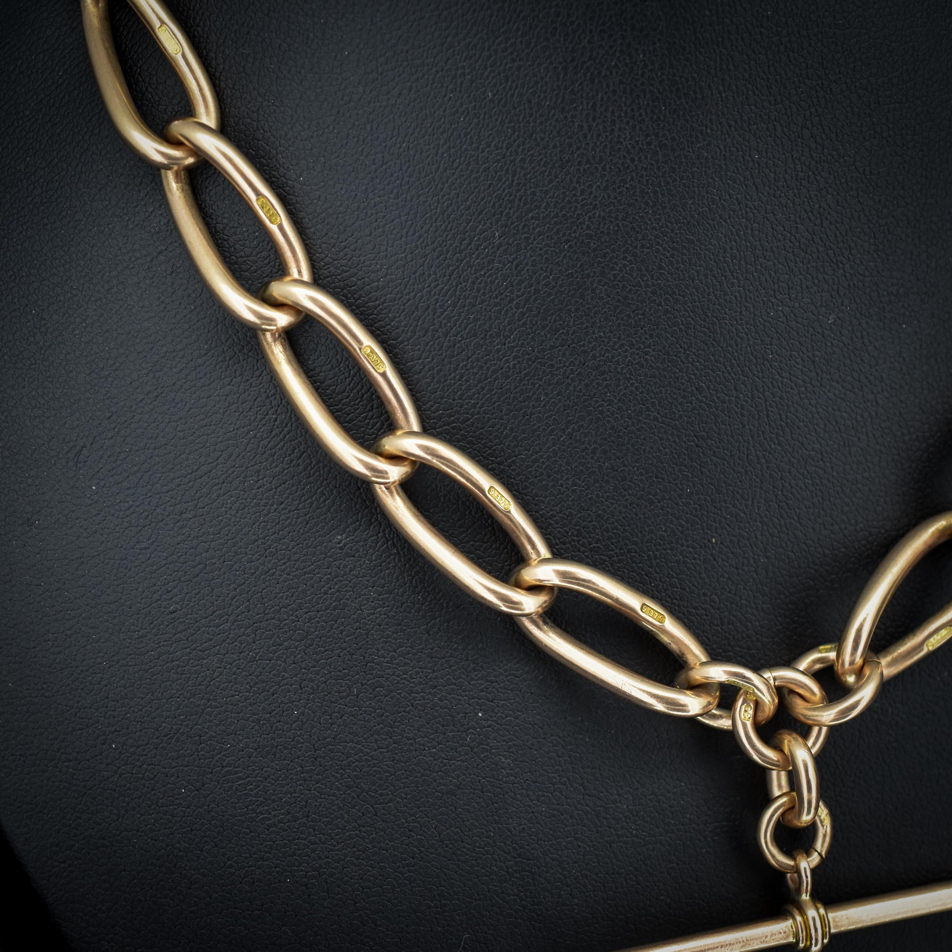 Antique 67.4g 9ct Gold Double Dog Clip Albert Watch Chain Necklace | 16"
