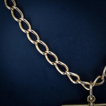Antique 15ct Gold Oval Link Albert Watch Chain Necklace | 17.5" | Chester 1906