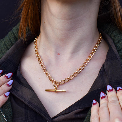 Antique 15ct Gold Oval Link Albert Watch Chain Necklace | 17.5" | Chester 1906